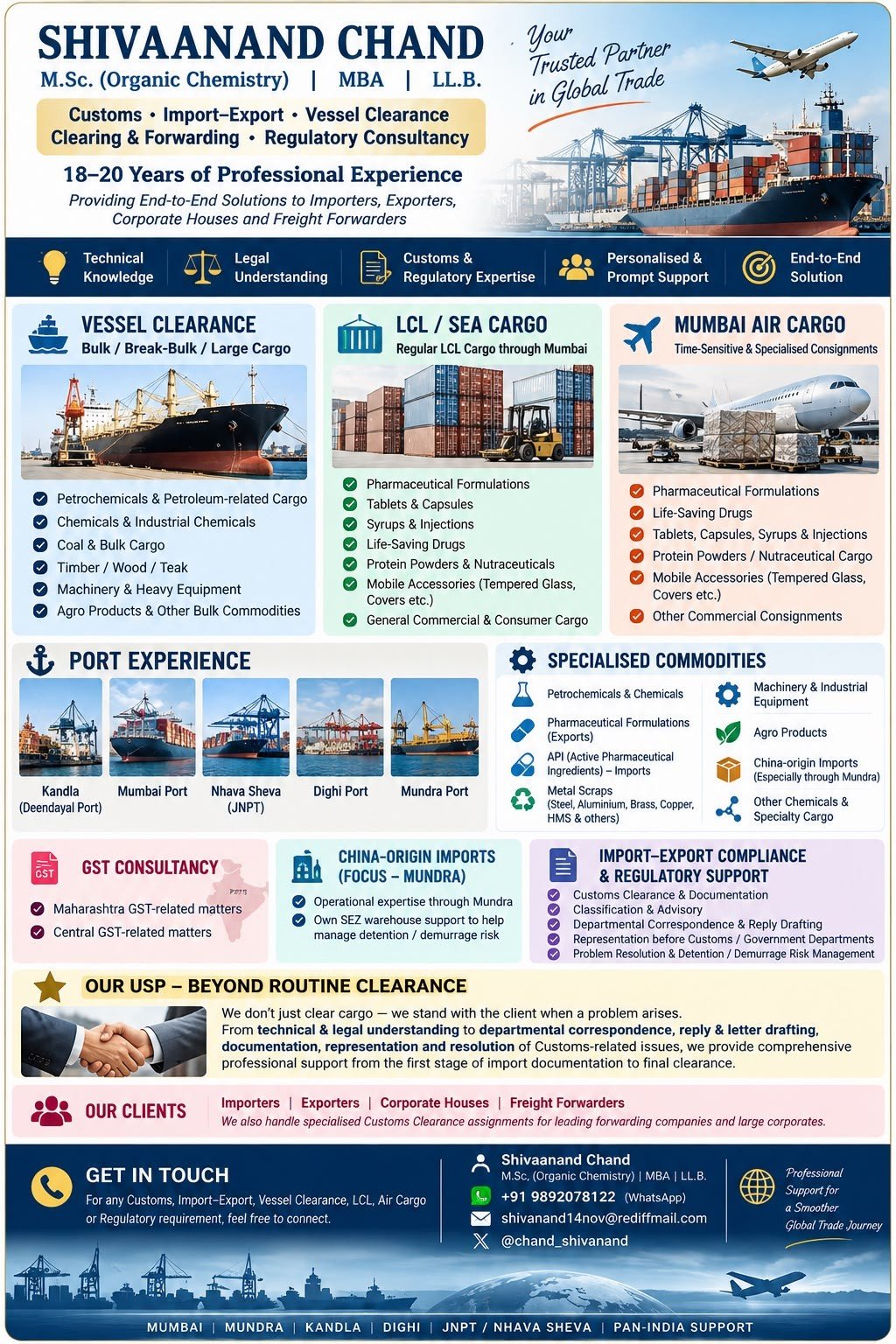 Shivaanand Chand — Customs and Import-Export Regulatory Consultant